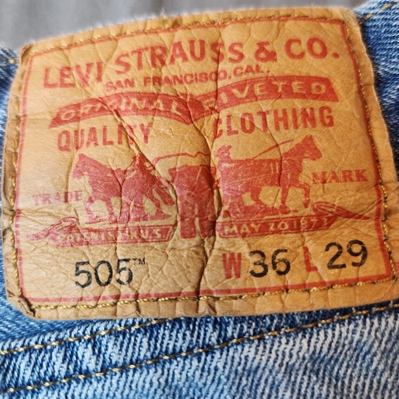 Levis Vintage 505 Men 36x29 100% Cotton Straight Fit Jeans Y2k 2005 Casual Denim - Picture 9 of 10
